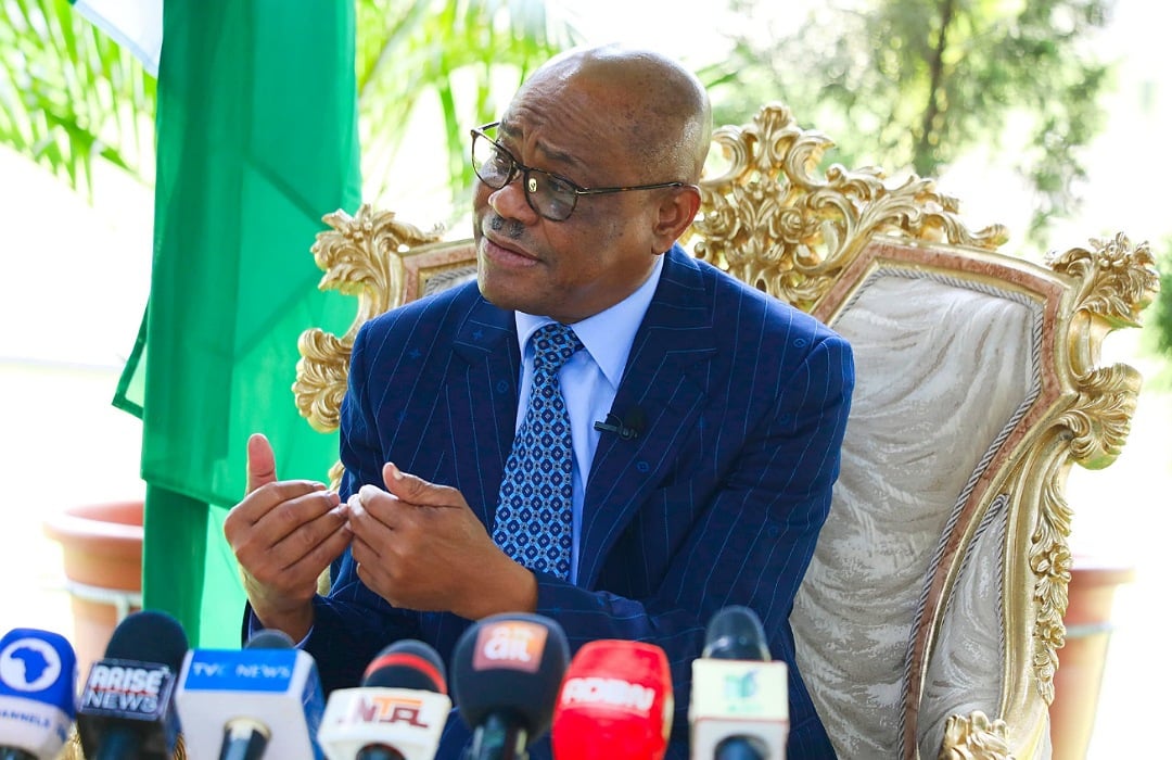 Nyesom Wike, the Minister of the Federal Capital Territory, addressing the media regarding the court order and the strike.