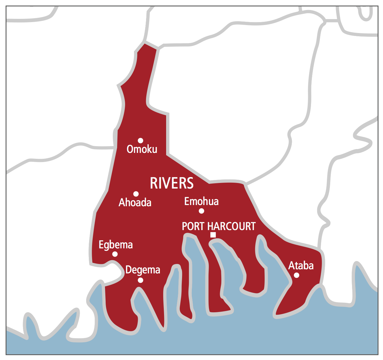 Map of Rivers State, Nigeria