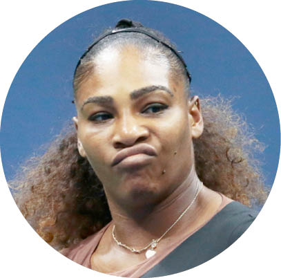 Serena Williams preparing for a tennis match