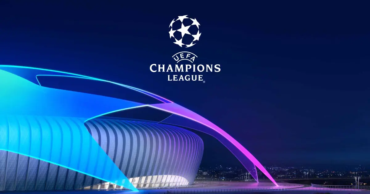 A graphic depicting the UEFA Champions League visual theme