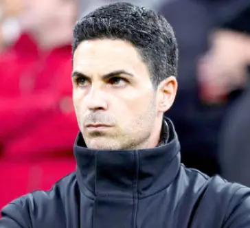 Mikel Arteta during a press conference
