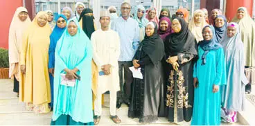 Muslim women wearing hijabs during an awareness campaign