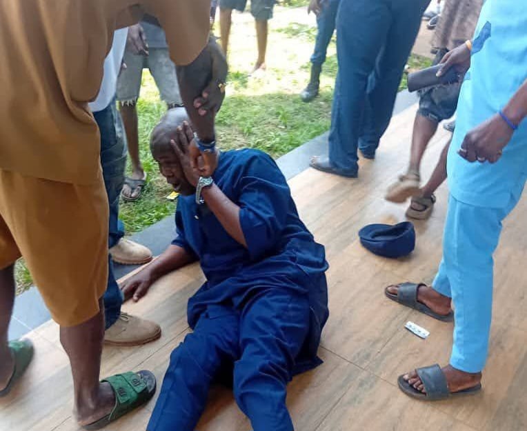 Scene from the Ondo APC Secretariat incident showing injuries sustained by party officials