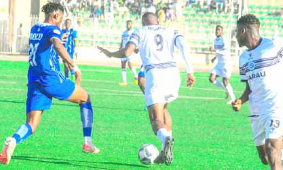 Rivers United celebrates their victory against Barau FC