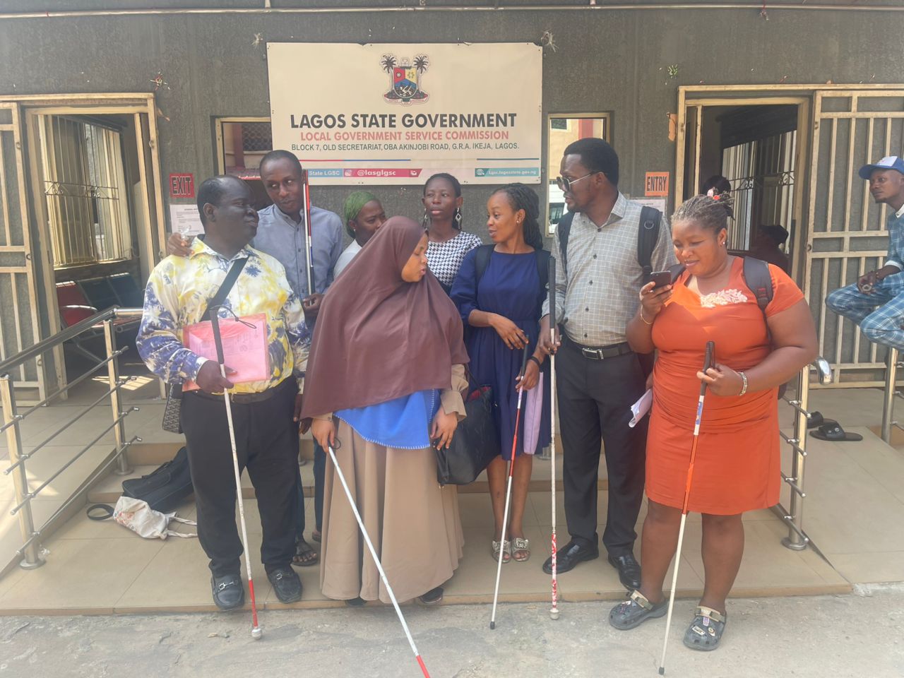 Visually impaired applicants protesting their exclusion from employment opportunities in Lagos