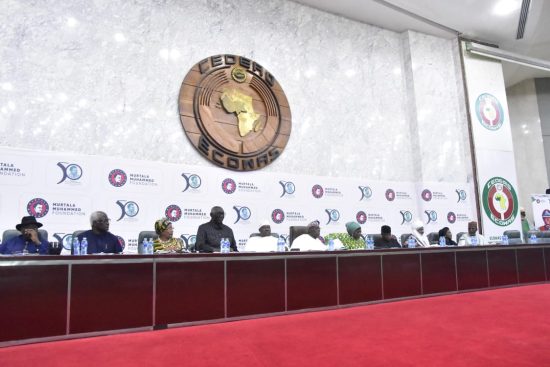 Obasanjo and other dignitaries at Murtala Muhammed's memorial