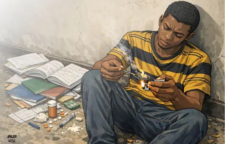 A graduate's struggles with addiction to Crystal meth and the impact on his life.