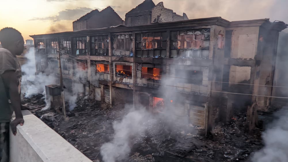 Kano State Governor Abba Yusuf surveying the scene of the Singa Market fire.