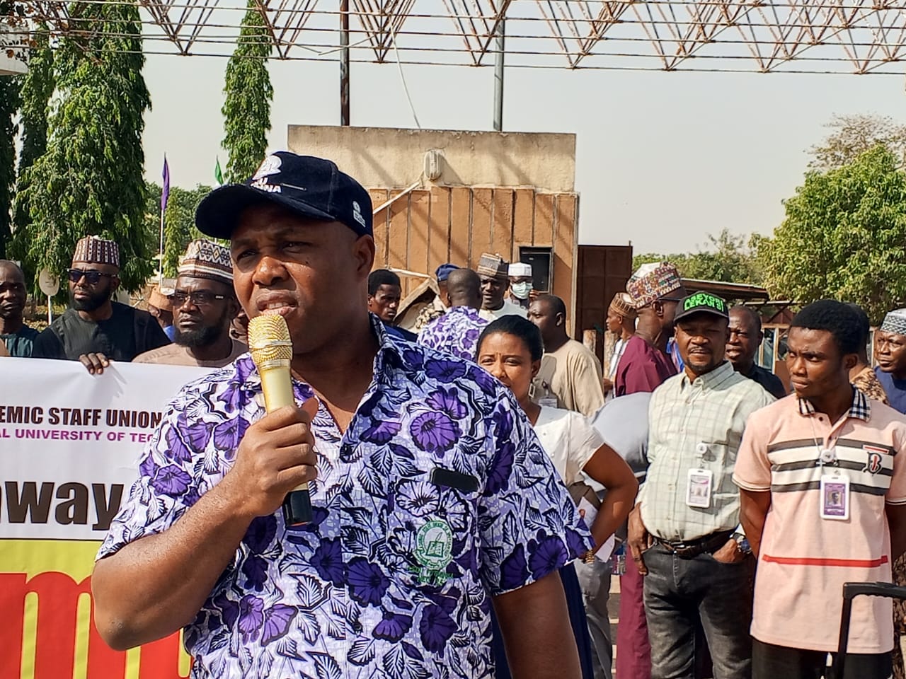 Students and lecturers protesting against the Niger Government's takeover of the university campus.