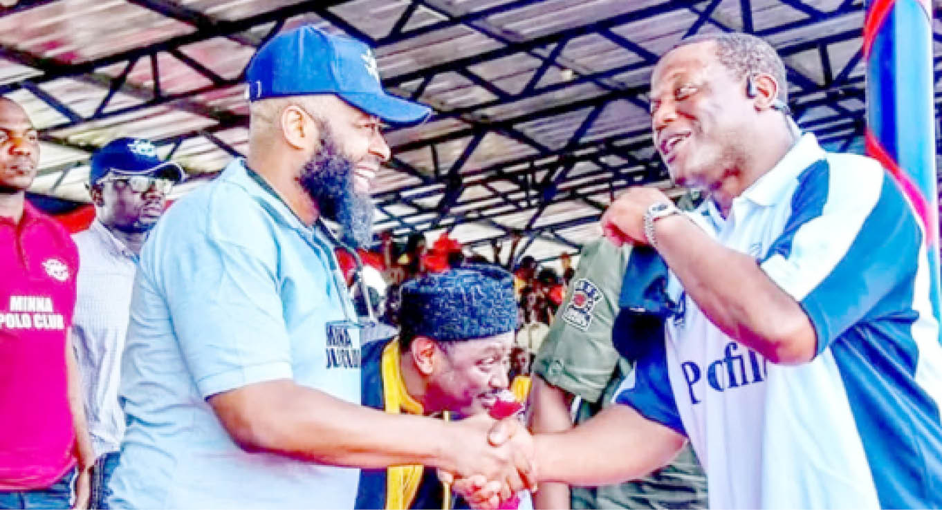 Governor Mohammed Umaru Bago and Mohammad Babangida at the Minna international polo tournament.