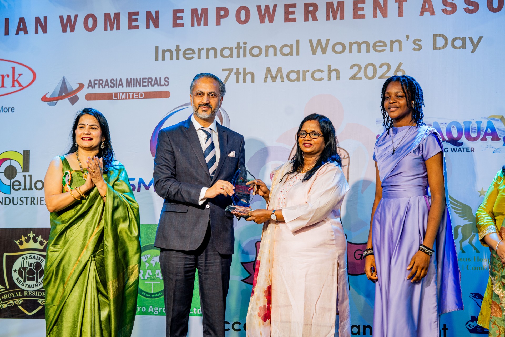 Prof. Prema Kirubakaran receiving the Woman Achiever of the Year 2026 Award
