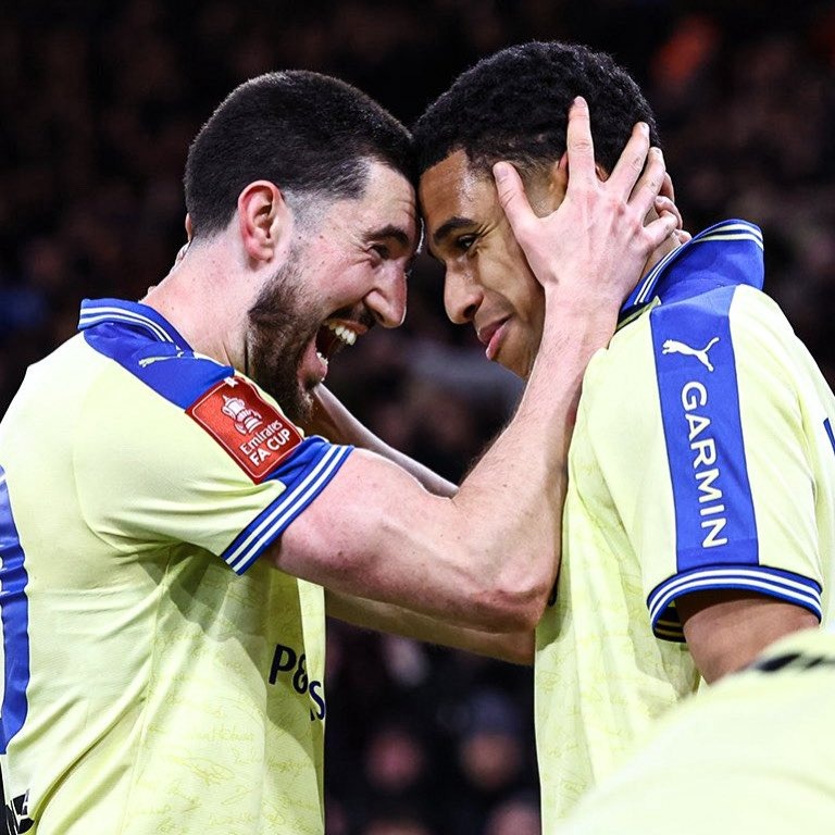Southampton players celebrating during the FA Cup match against Arsenal.