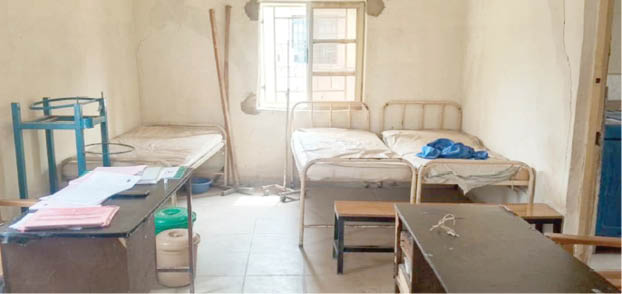 Exterior view of the small, one-block health centre in Sabon Garin Narabi, Bauchi State.