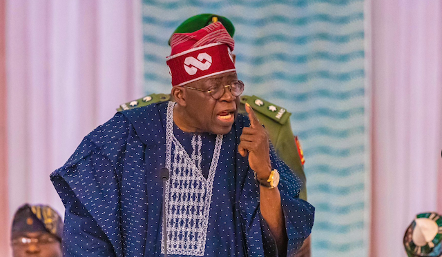 President Bola Ahmed Tinubu addressing a gathering