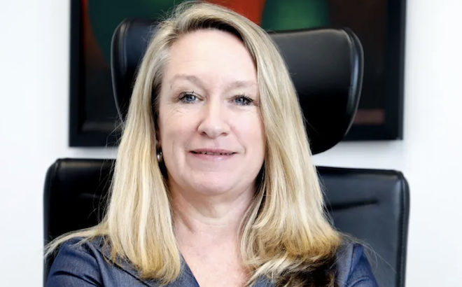 Gill Lever speaking at the alumni-UK symposium in Abuja.