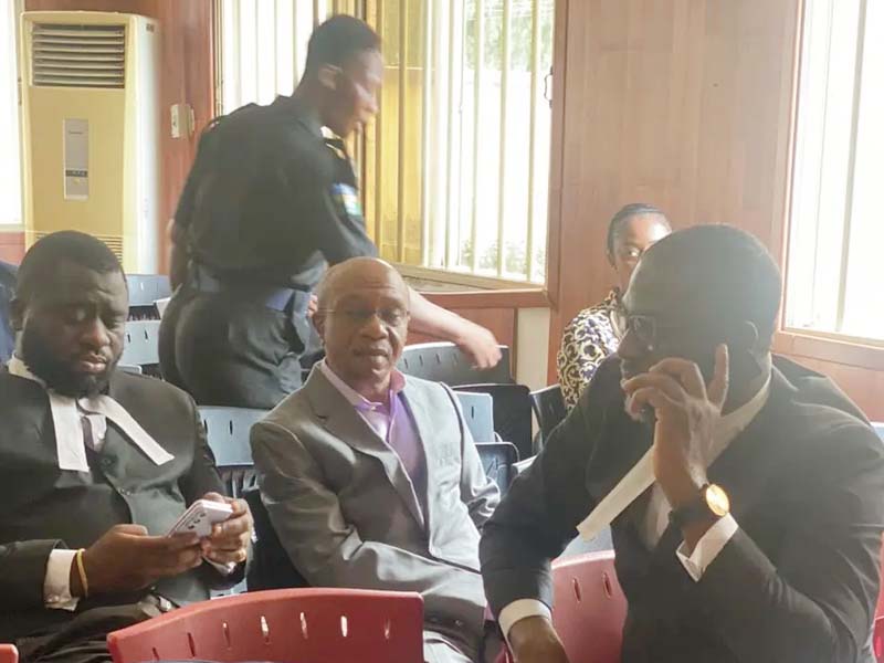 Former CBN Governor Godwin Emefiele in court during trial proceedings