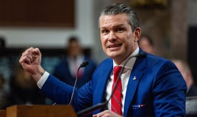 US Defence Secretary Pete Hegseth during a press conference