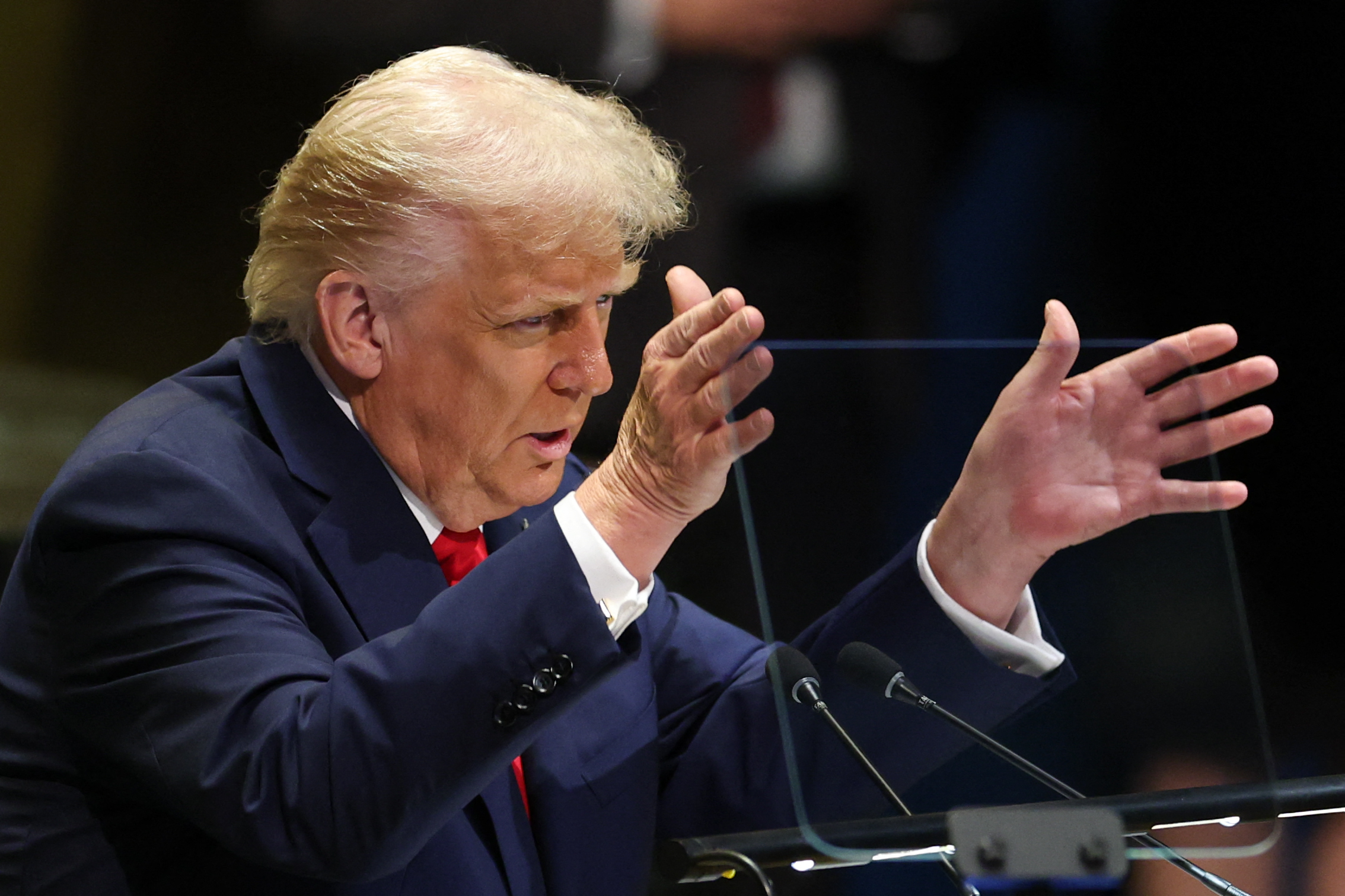 Former US President Donald Trump at a meeting.