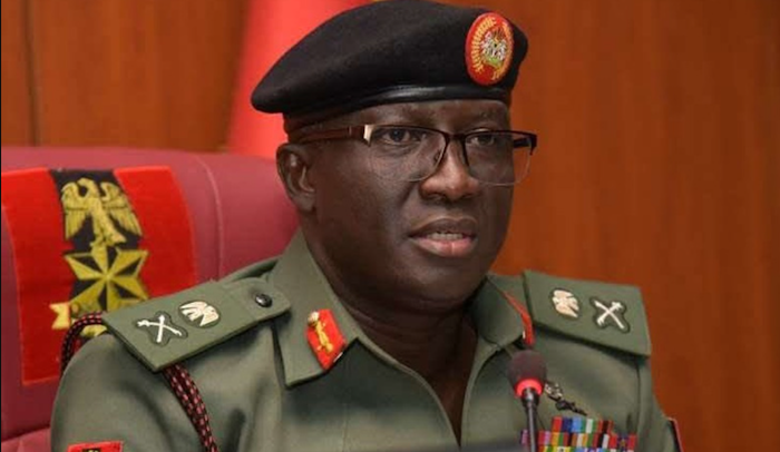 Lieutenant General Waidi Shaibu during a military briefing