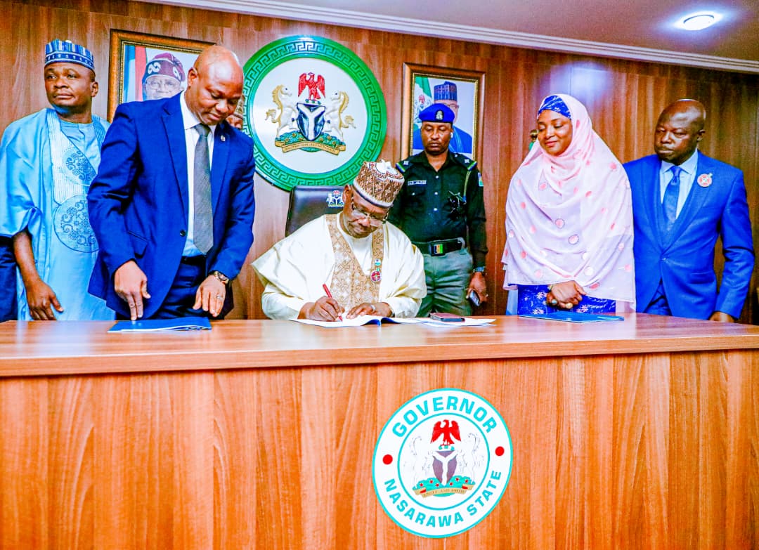 Governor Sule signing the law for DASH Akwanga establishment.