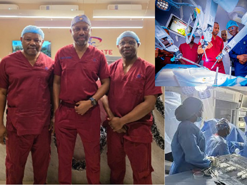 Surgeons during the robotic gynaecological surgery at The Prostate Clinic in Lagos.