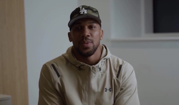 Anthony Joshua during his tribute to his late friends Latz and Sina