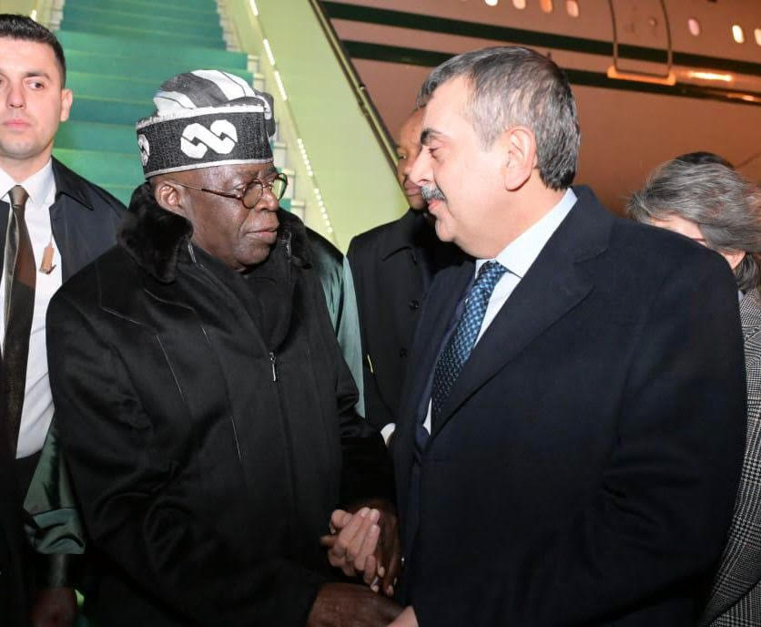 President Bola Tinubu arriving at Ankara Esenboğa Airport.