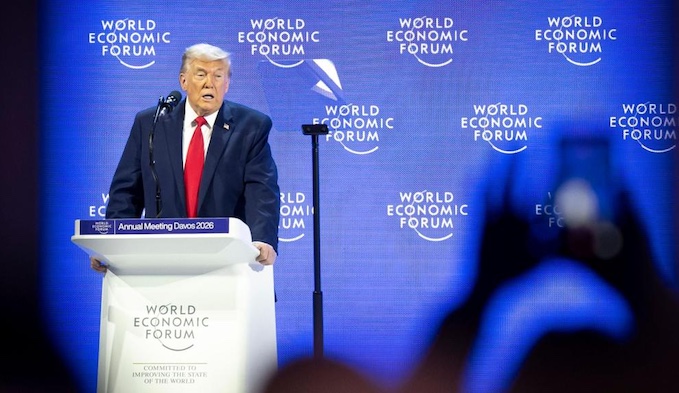 Donald Trump speaking at Davos