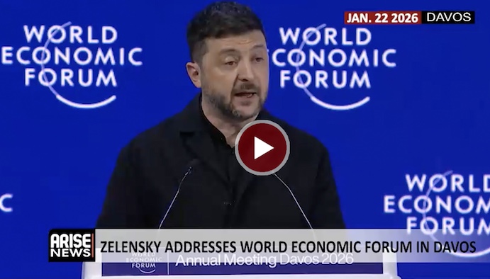 Ukrainian President Zelensky speaking at the World Economic Forum in Davos