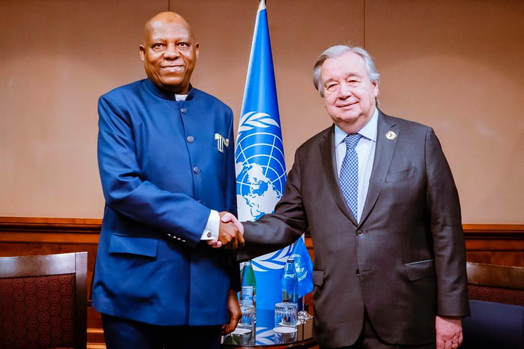 UN Secretary-General António Guterres during a meeting with Nigerian Vice President Kashim Shettima