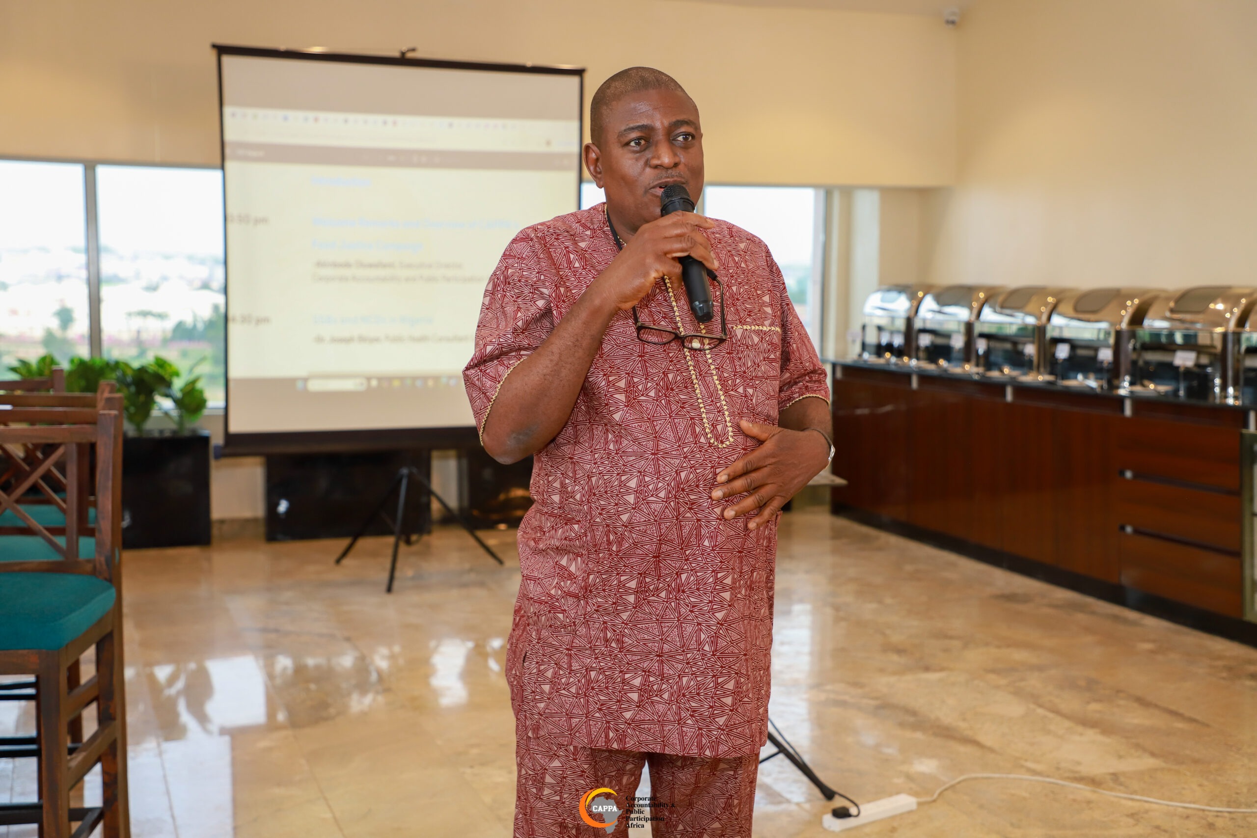 Akinbode Oluwafemi, Executive Director of CAPPA, presenting a report on youth exposure to nicotine products