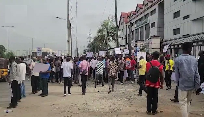 Food and Beverage Workers protesting at NAFDAC in Lagos