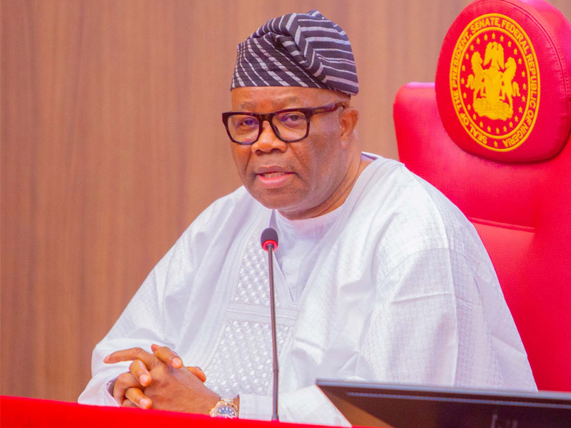 Senate President Godswill Akpabio speaking at an event.