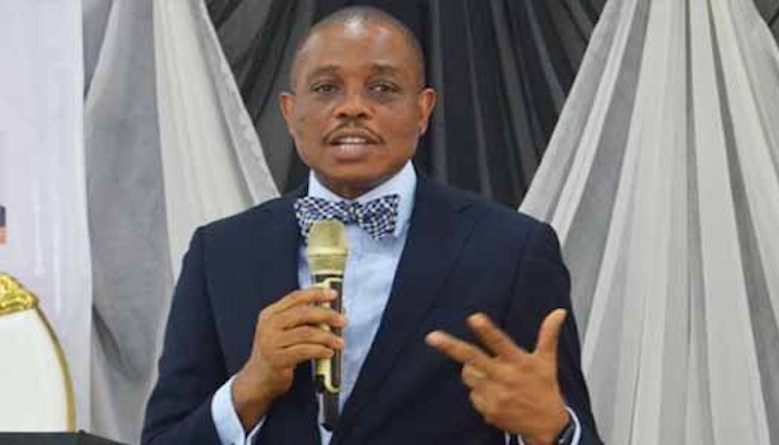 Mazi Afam Osigwe speaking at the lecture on judicial corruption