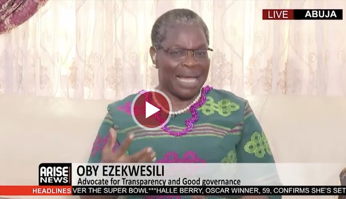 Oby Ezekwesili speaking during an interview