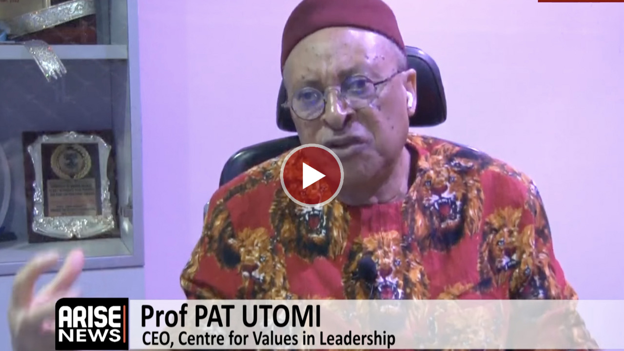 Professor Pat Utomi speaking during an interview.