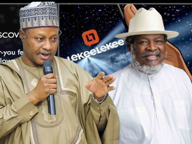 Uba Sani and Nduka Obaigbena together during the LekeeLekee app launch