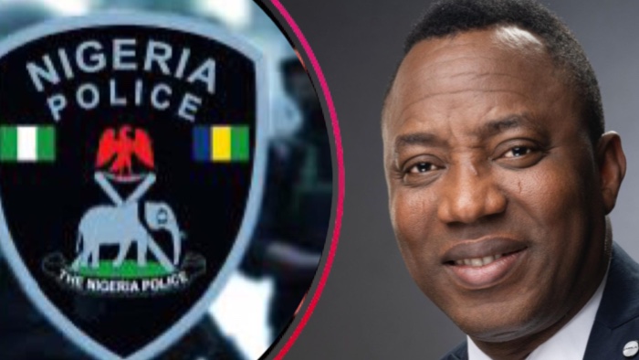 Omoyele Sowore speaking during a protest.