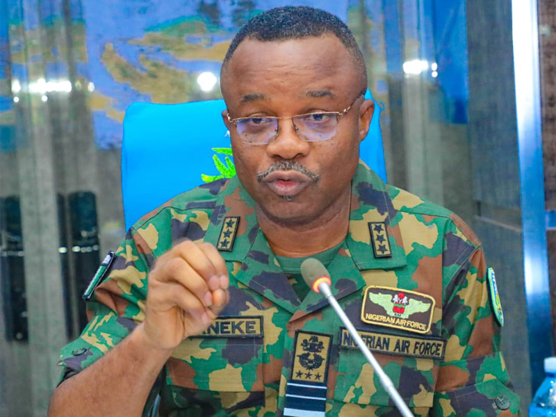 Air Marshal Sunday Kelvin Aneke addressing personnel