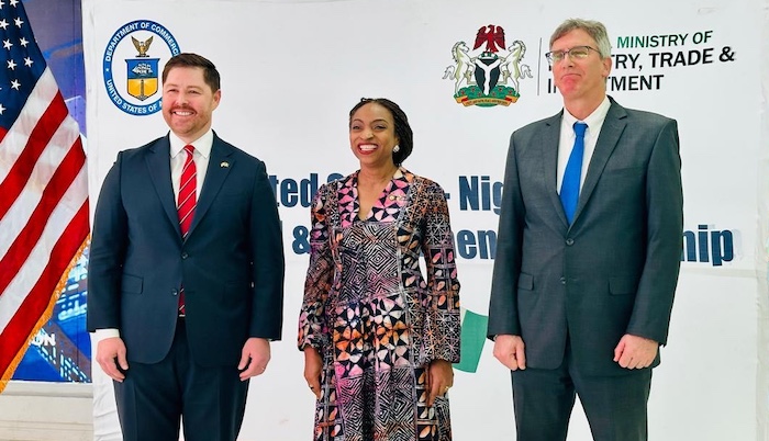 US and Nigerian officials during the launch of the investment partnership.