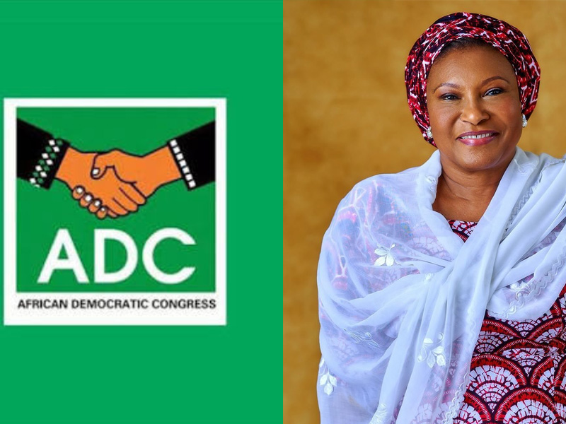 ADC Logo and Senator Ireti Kingibe