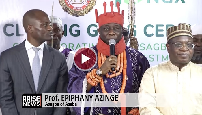 Professor Epiphany Azinge, the Asagba of Asaba, during the investment promotion event at the Nigerian Exchange.