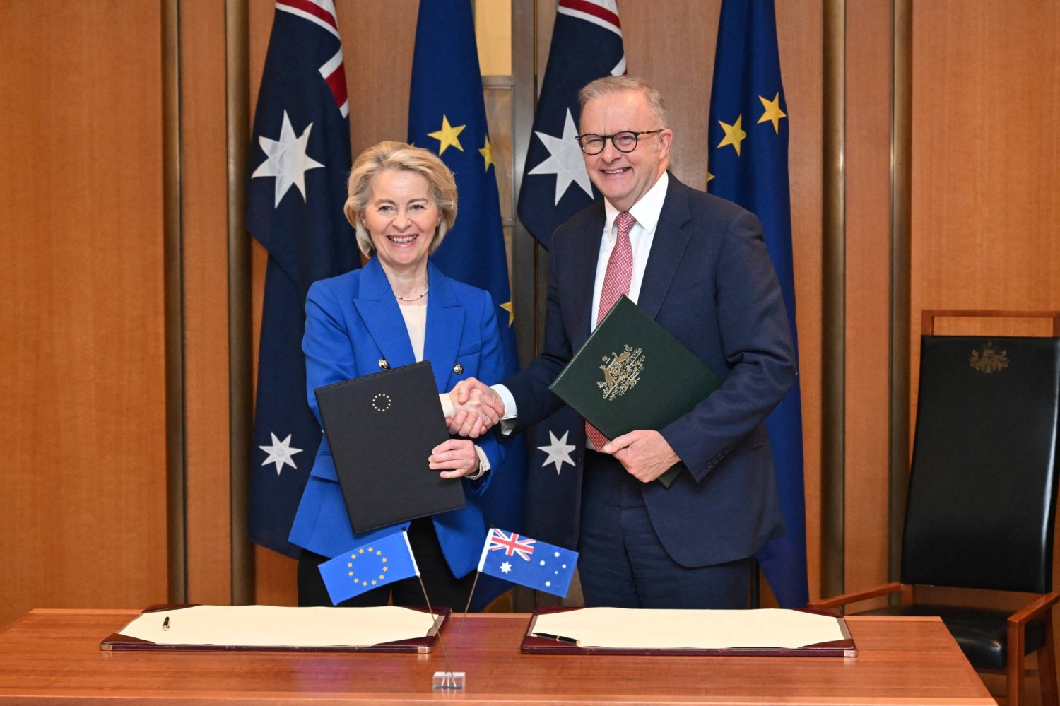A visual representation of the Australia-EU trade pact announcement.