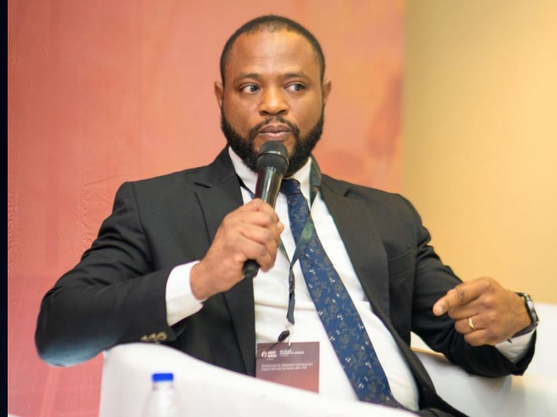 Chijioke Okwuokenye, Managing Director of AEDC, speaking during a press briefing.