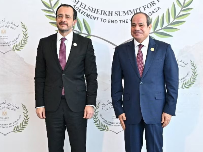 Egypt and Cyprus representatives signing the gas cooperation agreement at the Egypt 2026 Energy Show.