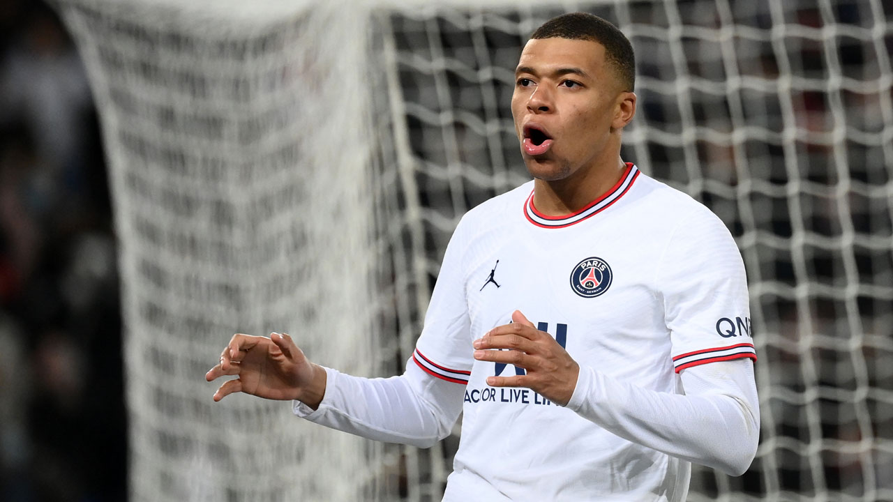 Kylian Mbappé during a football match