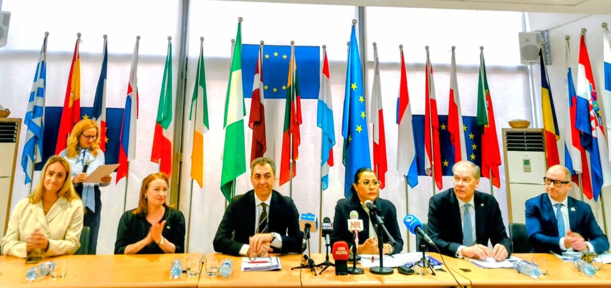 Nigeria and Finland officials signing a Memorandum of Understanding (MoU) related to digital innovation.