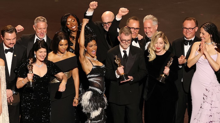 Promotional image from the film 'One Battle After Another' which won six Oscars at the Academy Awards.