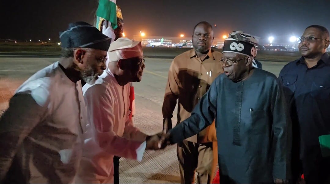 President Tinubu upon returning to Abuja after a trip to Lagos and the UK.