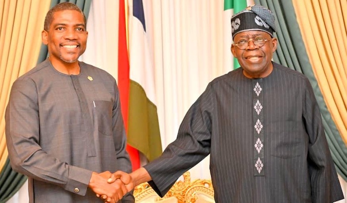 President Bola Tinubu and Prime Minister Terrance Michael Drew during their meeting in Abuja